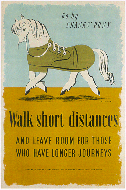 An Image of a Poster Reminding People to Walk Short Distances and Leave the Spaces on Public Transport for Those who Need to Travel Longer Distances
