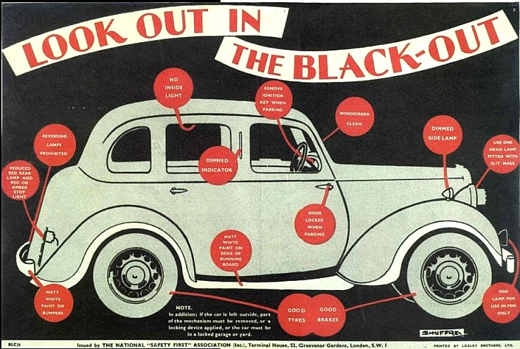 An Image of a Poster Advising Motorists of how they Should Prepare and use their Car in the Blackout