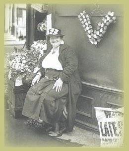 An Image of a Flower Lady Celebrating VE Day